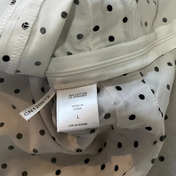 NY & Co 7th Ave Sleeveless B & W Polka Dot V Neck Peplum Top w/ Belt, Large, NWT - Picture 7 of 9